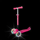 Scooter de 3 ruedas Globber Junior Plegable Lights Fuchsia con las ruedas LED encendidas en la oscuridad