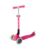 Scooter de 3 ruedas Globber Junior Plegable Lights Fuchsia vista frontal en ángulo