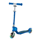 Scooter Infantil Globber Flow Foldable Junior Lights Navy Blue vista frontal en ángulo