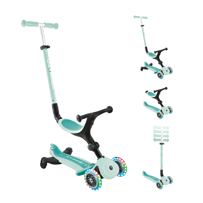 Scooter Globber Go Up Sporty Lights 360 Dark Mint y sus 3 modos de uso