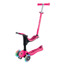 Scooter Globber Go Up Sporty Lights Dark Pink en modo correpasillos, vista en ángulo