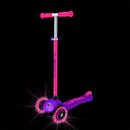 Scooter Globber Primo Plus Lights Neon Pink con las ruedas LED encendidas en la oscuridad