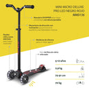 Scooter Micro Maxi Deluxe Pro Led Negro/Rojo