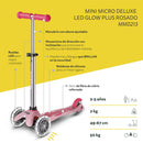 Scooter Micro Mini Deluxe Led Brilla de Noche Rosado