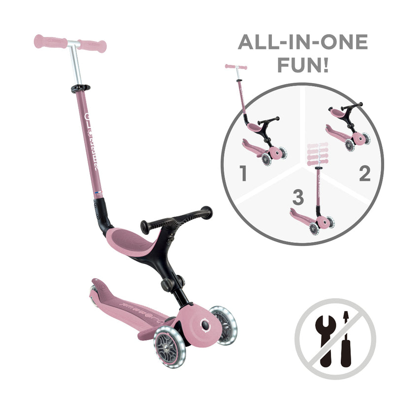 Scooter 3 en 1 Globber Go Up Lights Ecologic con Luces LED Berry