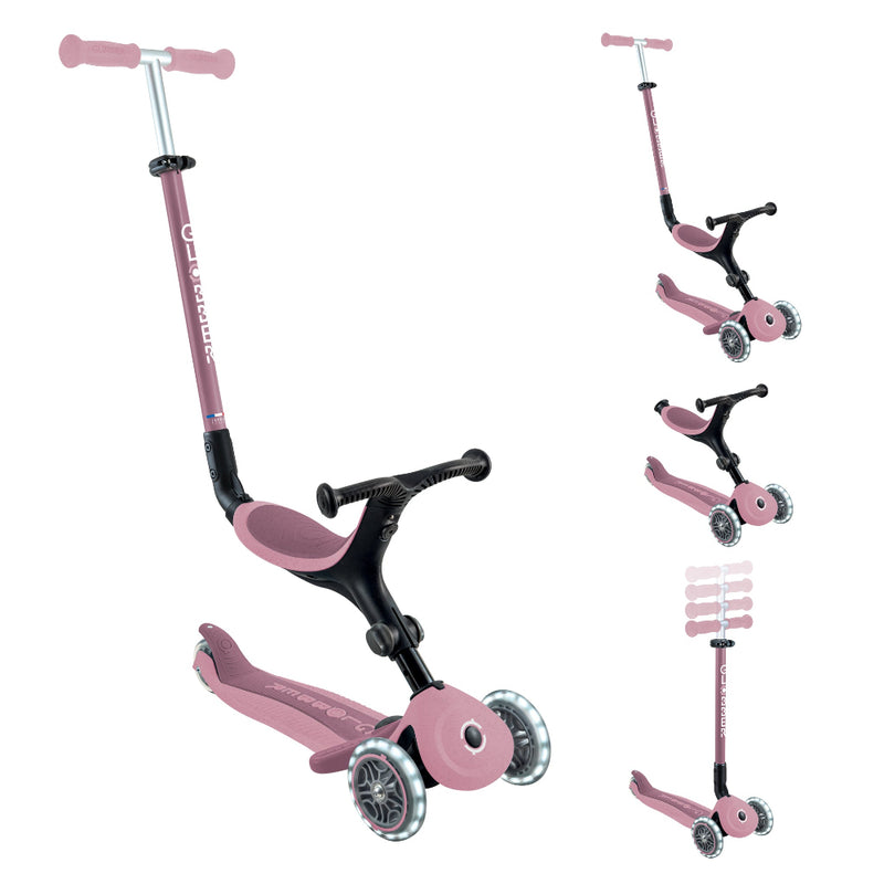 Scooter 3 en 1 Globber Go Up Lights Ecologic con Luces LED Berry