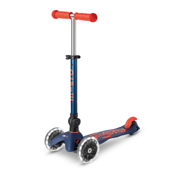 Scooter Micro Mini Deluxe Led Plegable Azul Marino