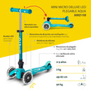 Scooter Mini Deluxe LED Plegable Aqua