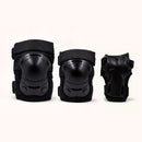 Protecciones Hook 402 negras del kit: rodilleras, coderas y muñequeras