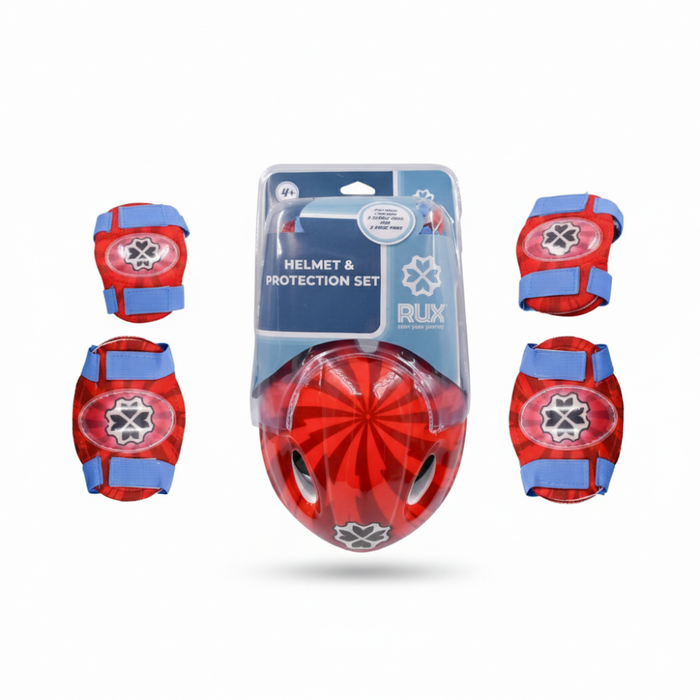 Set de casco y protecciones Rux rojas