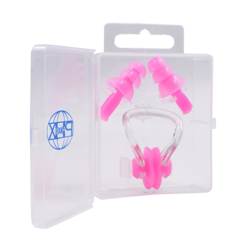 Set de tapones de oído + clip nasal Phoenix rosado