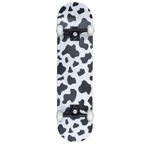 Skate Cow print Black White 7.8"