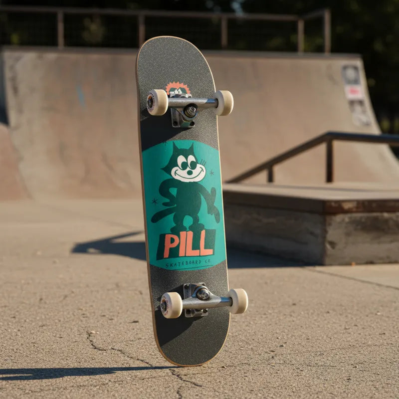 Skate Pill Lucky Cat Green 7.75 x 31.75