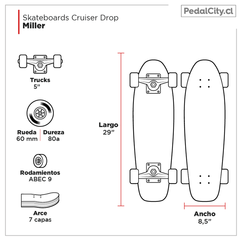 Skate Cruiser Drop 29″ X 8,5″