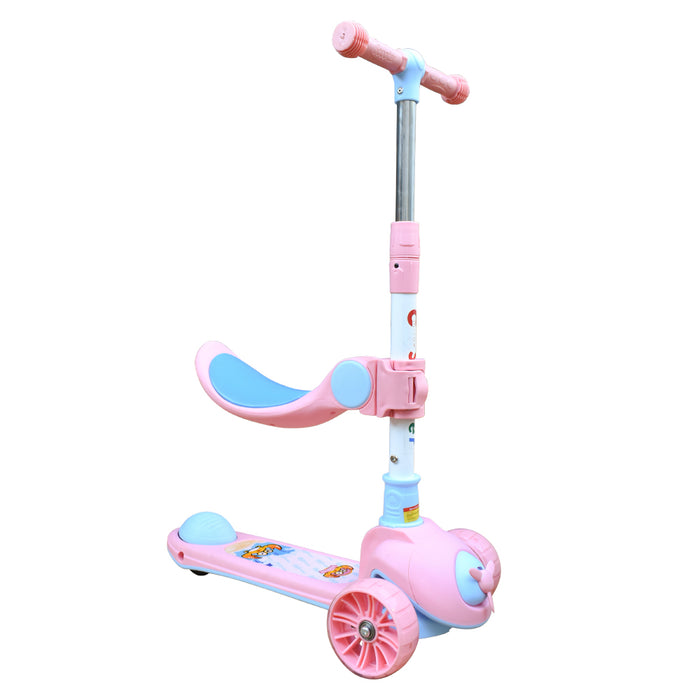 Scooter 3 ruedas Asiento Pedalcity Cangrejo plegable, niños, rosado