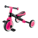 Triciclo de aprendizaje Globber 2 en 1 Fuchsia con pedales, vista en ángulo desde la izquierda