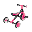 Triciclo de aprendizaje Globber 2 en 1 Fuchsia con pedales, vista en ángulo desde atrás