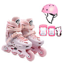 Kit Hook Pastel Pink: patines en línea LED rosados, casco Mitical Pink y protecciones Hook 404 rosadas