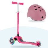 Kit Globber: scooter Primo Lights Fuchsia y casco Primo Lights Deep Pastel Pink