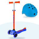 Kit Globber: scooter Primo Plus Lights Neon Blue y casco Primo Lights Sky Blue