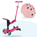 Kit Globber: scooter Go Up Deluxe Lights 360 y casco Go Up Lights Pastel Pink