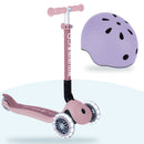 Kit Globber: scooter Ecológico Plegable Berry y casco Go Up Lights Lavender