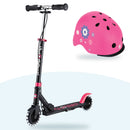 Kit Globber: scooter Flow Element Junior Lights Black Pink y casco Primo Fantasy Deep Pink Flowers