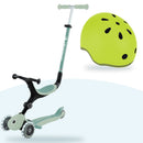 Kit Globber: scooter Go Up Lights Ecologic Pistachio y casco Go Up Lights Lime Green