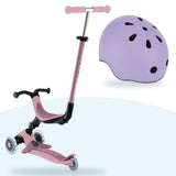 Kit Globber: scooter Go Up Lights Ecologic Berry y casco Go Up Lights Lavender