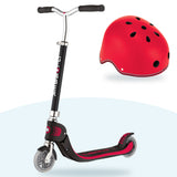 Kit Globber: scooter Flow Junior Plegable Black y casco Primo Lights Red