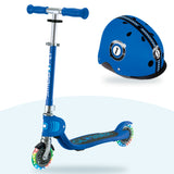 Kit Globber: scooter Flow Foldable Junior Lights Navy Blue y casco Primo Fantasy Navy Blue Racing