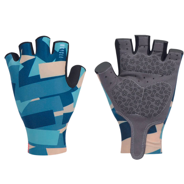 Par de guantes cortos Mcycle Colourful con diseño geométrico azul