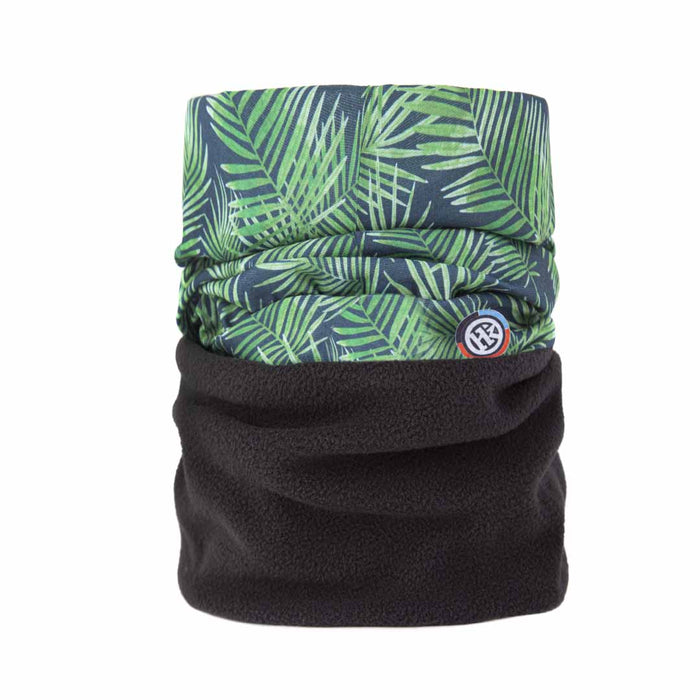 Bandana multifuncional de polar con estampado de hojas verdes
