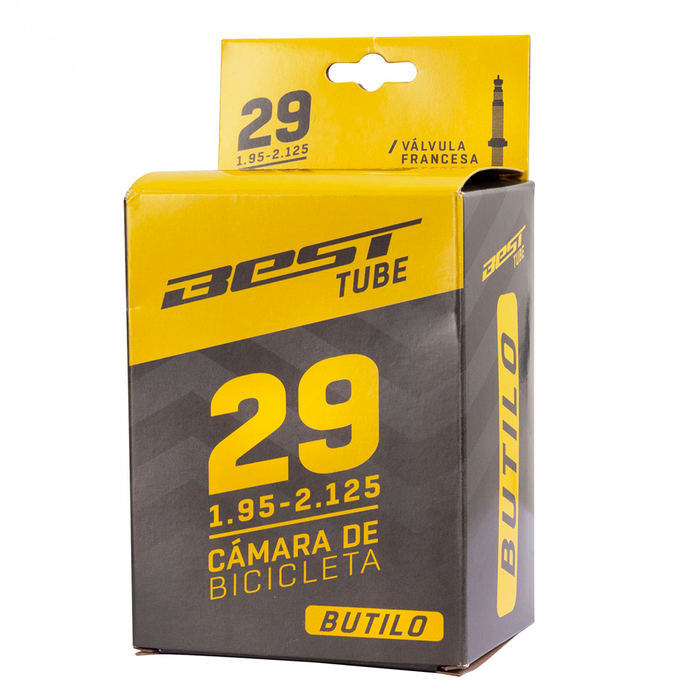 Cámara Best de butilo aro 29 x 1.95/2.125 con válvula francesa en su caja