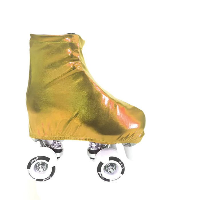 Cubre patines Hook dorado metalizado sobre un patín quad