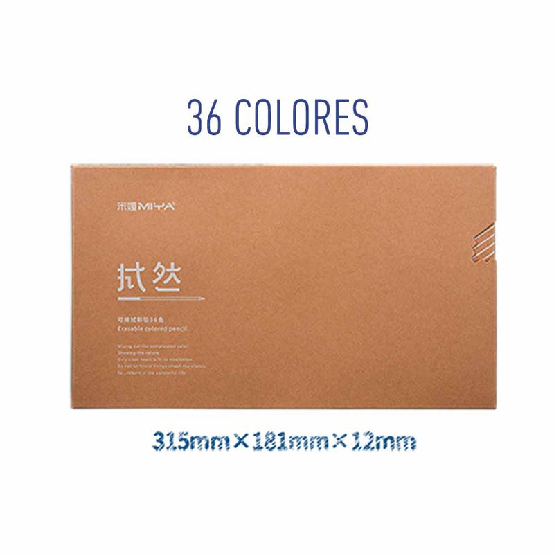Set 36 lápices de color borrables + goma de borrar Himi - Miya