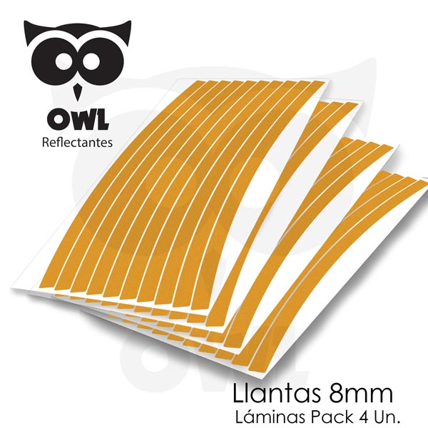Reflectantes Para Llantas Ancho 8mm Pack Amarillo