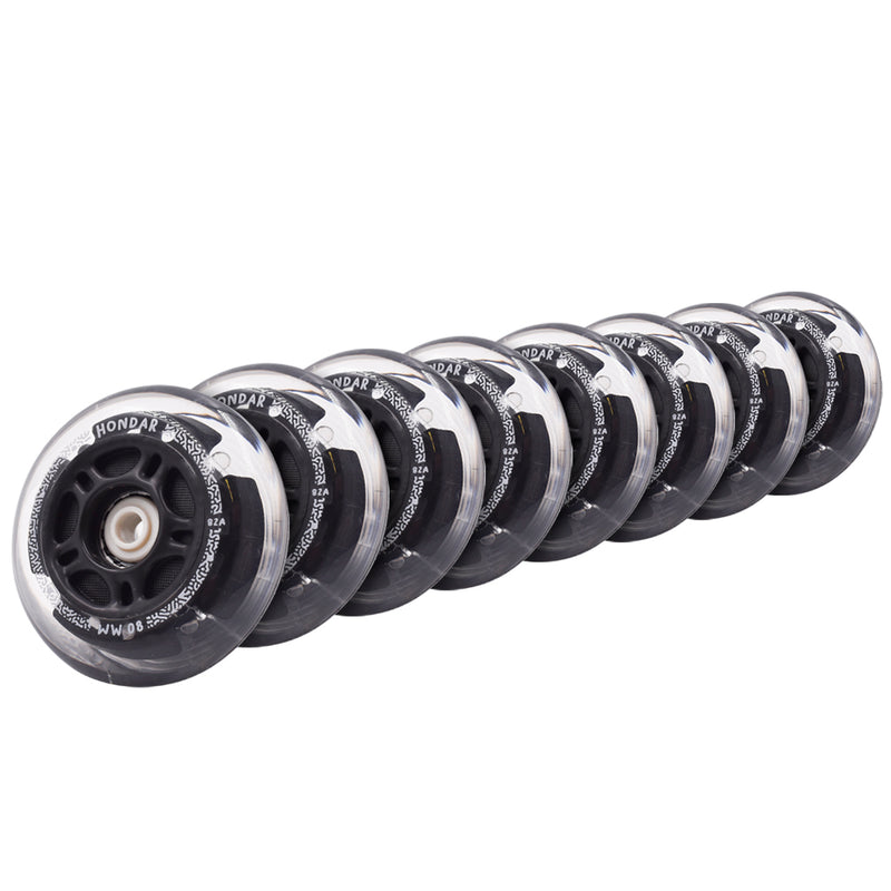 Pack de 8 Ruedas Black con Luces 80MM