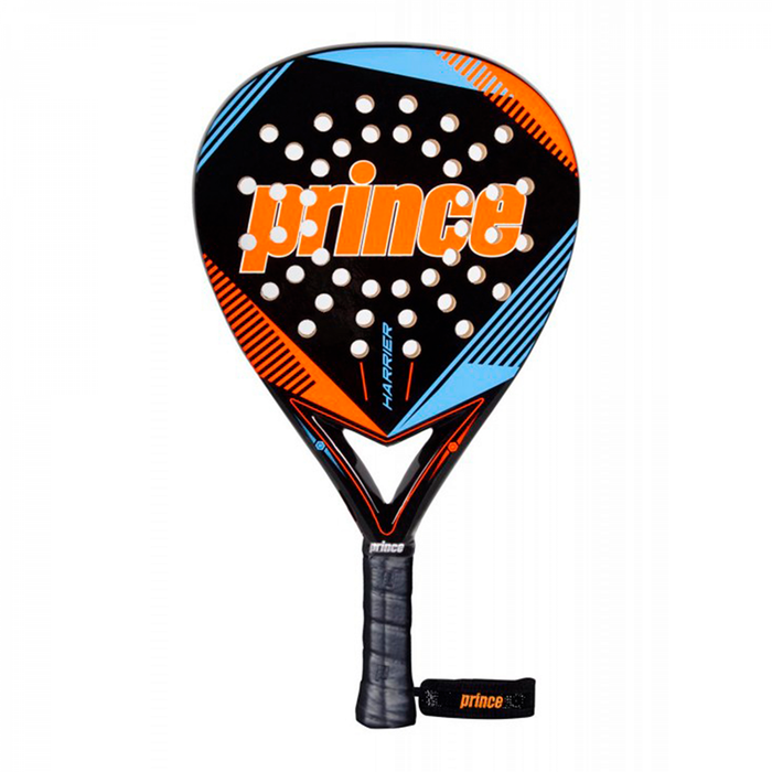 Pala de pádel Prince Harrier negra, naranja y azul vista frontal