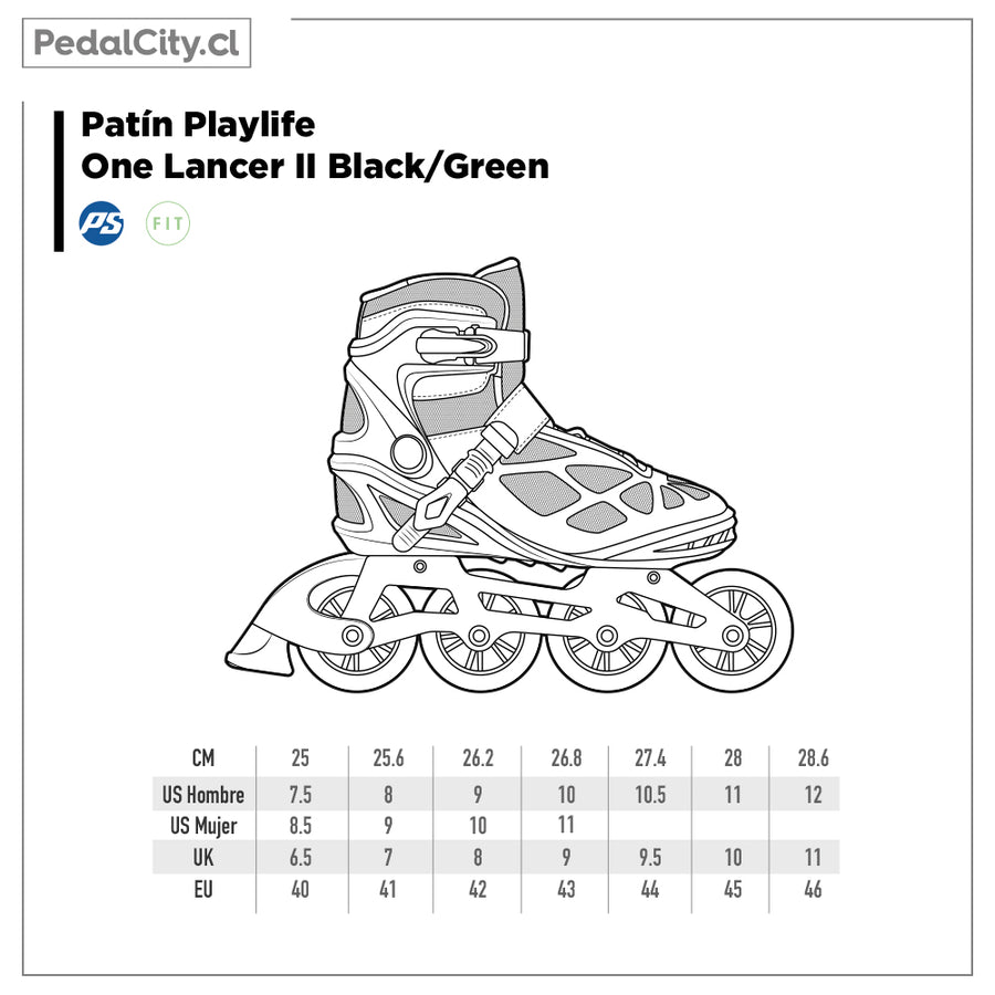 Tabla de tallas patines Playlife One Lancer II
