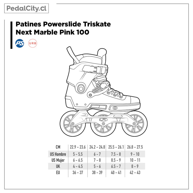 Patines Powerslide Triskate Next Marble Pink 100