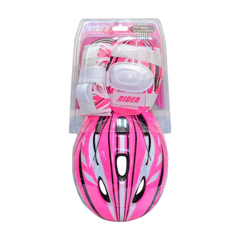 Set de casco + protecciones infantiles Rider pink
