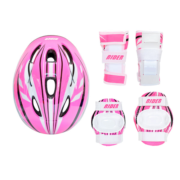 Set de casco + protecciones infantiles Rider pink