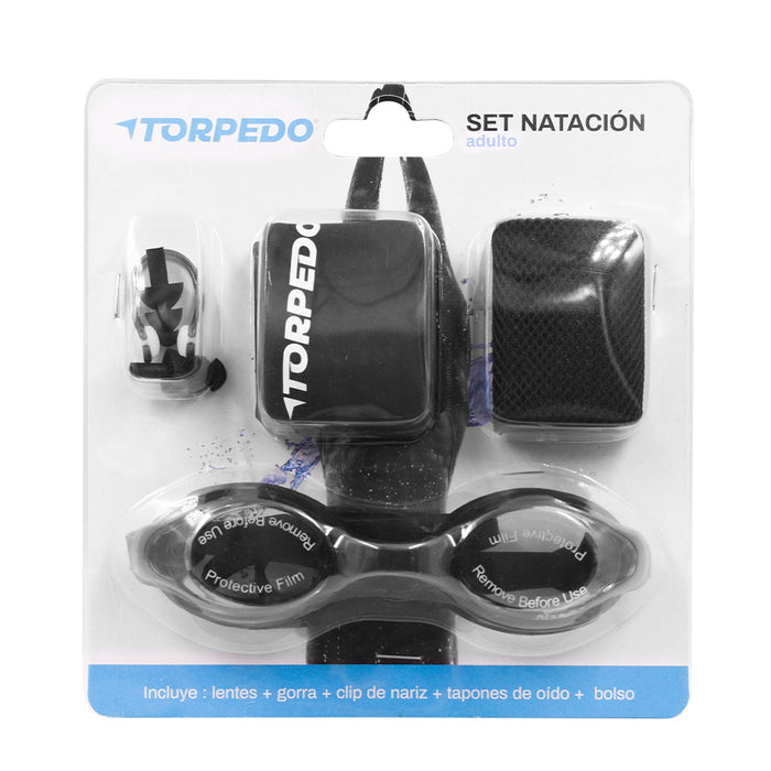 Set de natación adulto Torpedo negro en su empaque