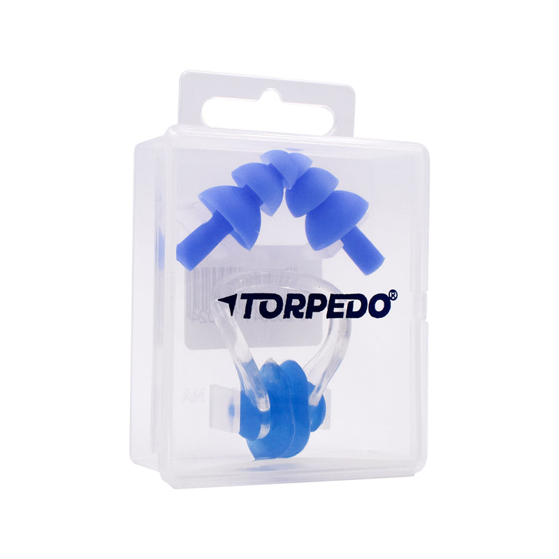 Set de tapones de oído + clip nasal Torpedo azul