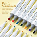 Set 24 marcadores delgados doble punta Ohuhu + Blender