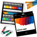 Set 24 pinturas acrílicas 12ml Ohuhu + 6 pinceles