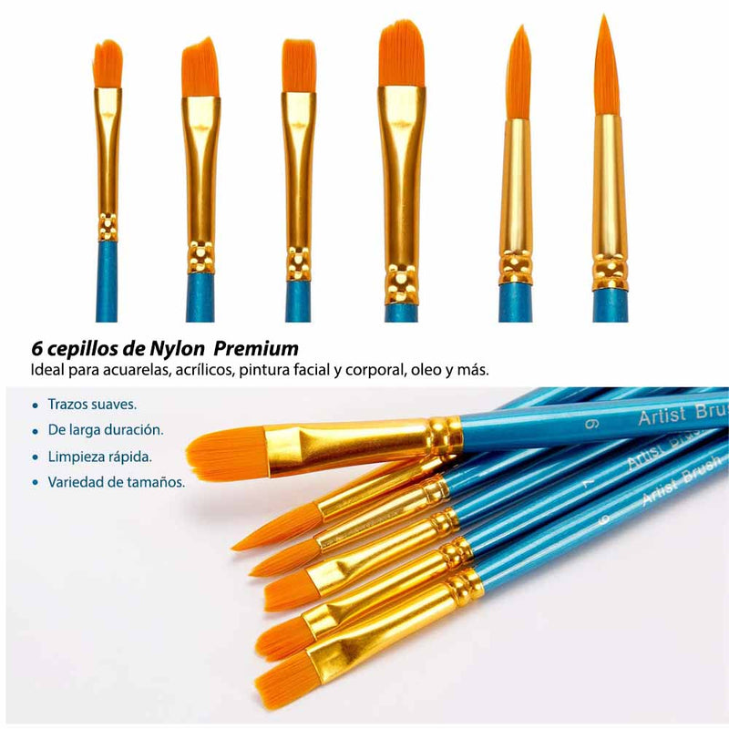 Set 24 pinturas acrílicas 12ml Ohuhu + 6 pinceles