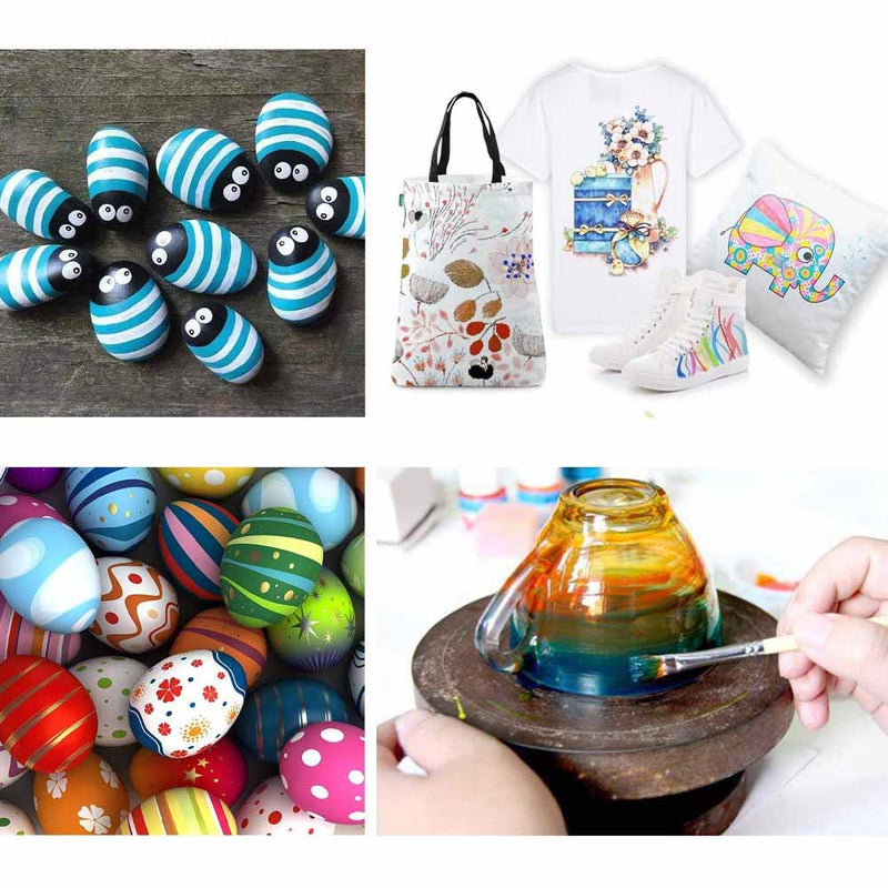 Set 24 pinturas acrílicas 12ml Ohuhu + 6 pinceles