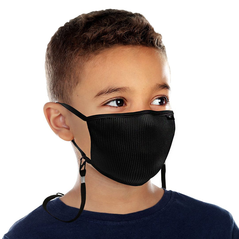 Máscaras Filtrante Lavable  KIDS Fu+ Negra (Incluye cordón ajustable)